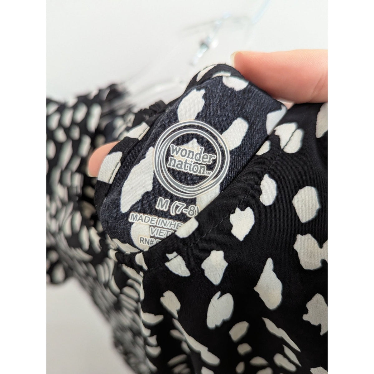 Wonder Nation Girls Black & White Polka Dot Dress M (7-8)