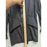 Gaccina Womens Gray Long Sleeve Jacket With Black Leather Trim Size 6