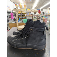 Converse All Star Black Leather High-Top Sneakers Unisex Size 8 Mens / 9 Womens Rubber Sole Casual Shoes