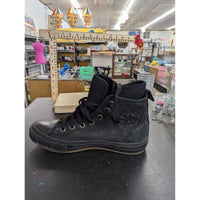 Converse All Star Black Leather High-Top Sneakers Unisex Size 8 Mens / 9 Womens Rubber Sole Casual Shoes