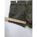 Olive Green Womens Cuffed Casual Shorts With Back Pockets Approx. 11" Length Cotton Blend