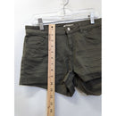 Olive Green Womens Cuffed Casual Shorts With Back Pockets Approx. 11" Length Cotton Blend