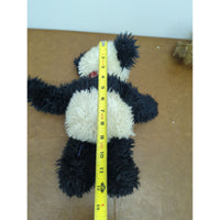 Handmade Black & White Panda Plush Teddy Bear With Red Plaid Bow 12 Inches