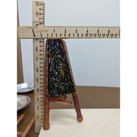 Handcrafted African Leather Folding Fan Multicolor Geometric Print Handheld