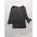 Womens NJ Collection Charcoal Gray Bell Sleeve Top Size S