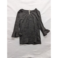 Womens NJ Collection Charcoal Gray Bell Sleeve Top Size S