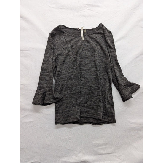 Womens NJ Collection Charcoal Gray Bell Sleeve Top Size S