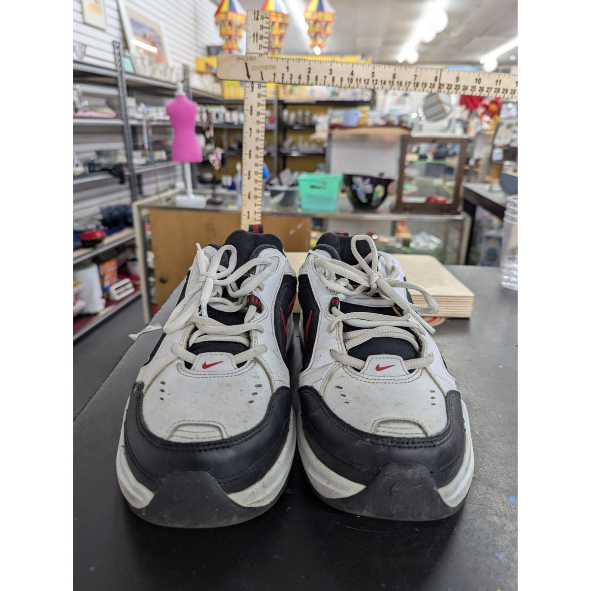 Nike Air Monarch IV Black/White/Red Mens Athletic Shoes Size 9W