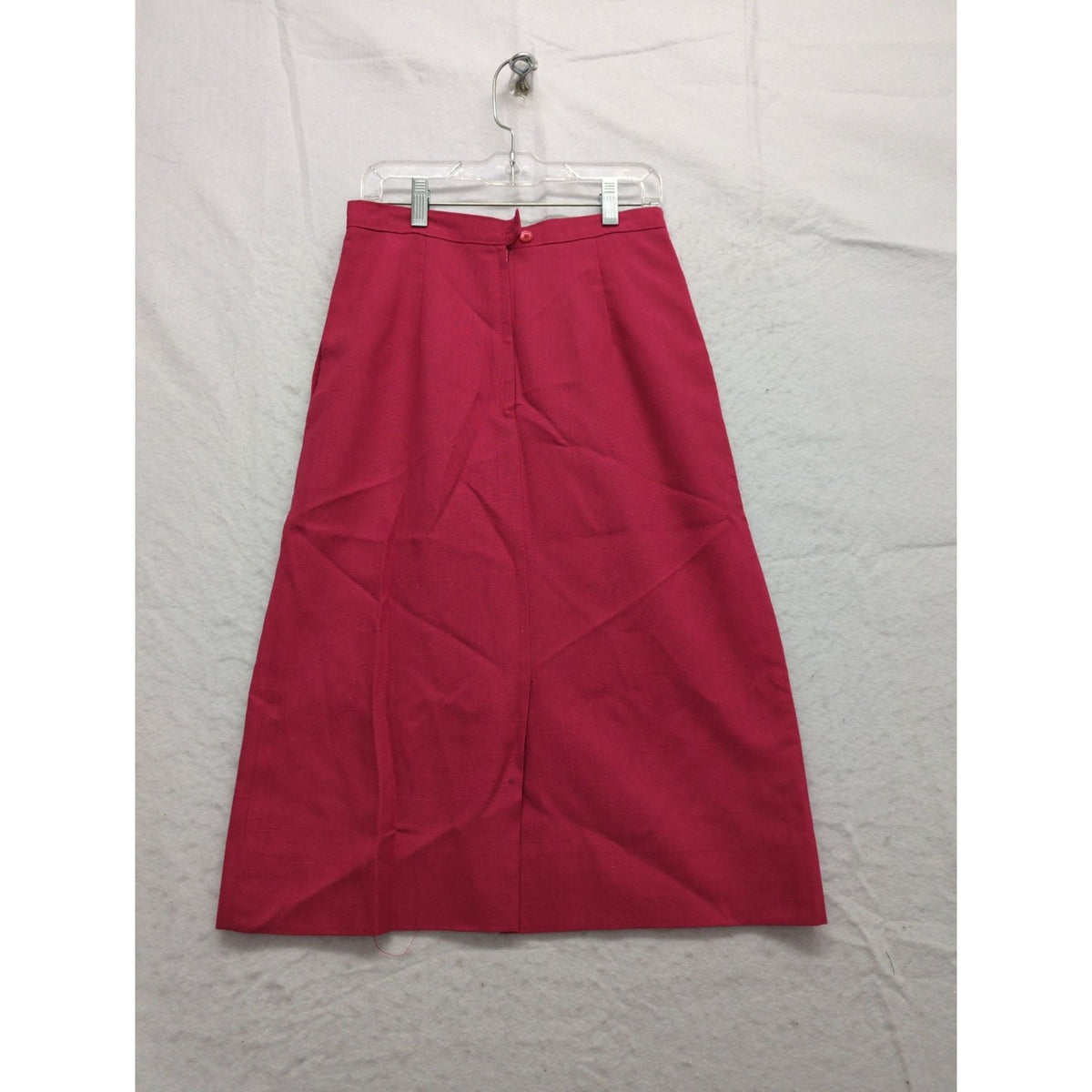 Vintage Fuchsia Pink High-Waisted A-Line Midi Skirt With Button Detail 25" Lengt