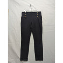 Ann Taylor Factory Womens Black High-Waisted Pants With Gold Button Detail Size M