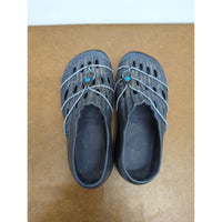 Unique Blue & Gray Slip-On Rubber Clogs With Decorative Rope & Turquoise Accents Size 10 Lightweight & Comfortable Design