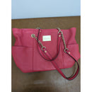 Calvin Klein Pink Leather Tote Bag With Gold Chain Straps 13" X 10" Spacious Interior