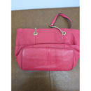Calvin Klein Pink Leather Tote Bag With Gold Chain Straps 13" X 10" Spacious Interior