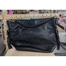 Black Leather Coach Crossbody Bag With Tassel & Gold Hardware