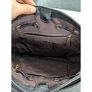 Black Leather Coach Crossbody Bag With Tassel & Gold Hardware