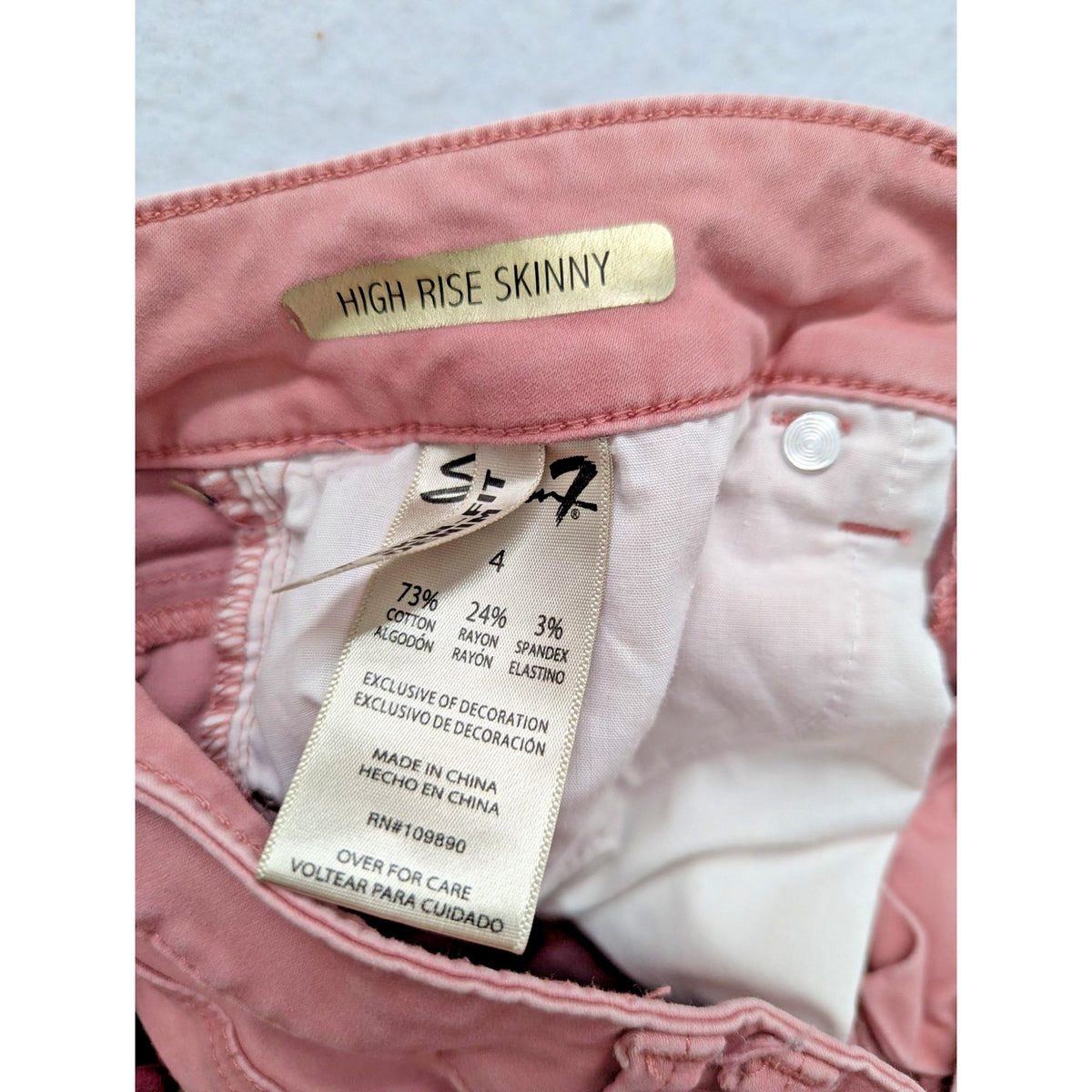 Seven7 Womens Pink High Rise Skinny Jeans Size 4 Cotton Blend Stretch Denim