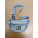 Vintage Gray Nylon Fanny Pack With Rainbow Patch Adjustable Strap Front Pocket & Back Zipper 10x7 Inches Made In Taiwan