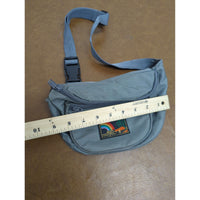Vintage Gray Nylon Fanny Pack With Rainbow Patch Adjustable Strap Front Pocket & Back Zipper 10x7 Inches Made In Taiwan