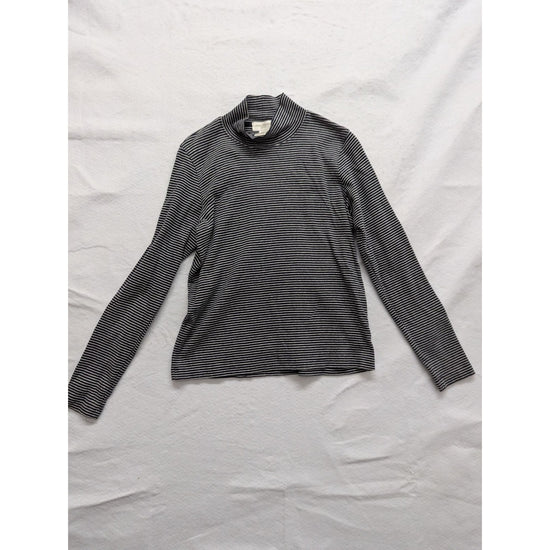 Jones New York Sport Black & White Striped Cotton Turtleneck Top Size S