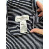 Jones New York Sport Black & White Striped Cotton Turtleneck Top Size S