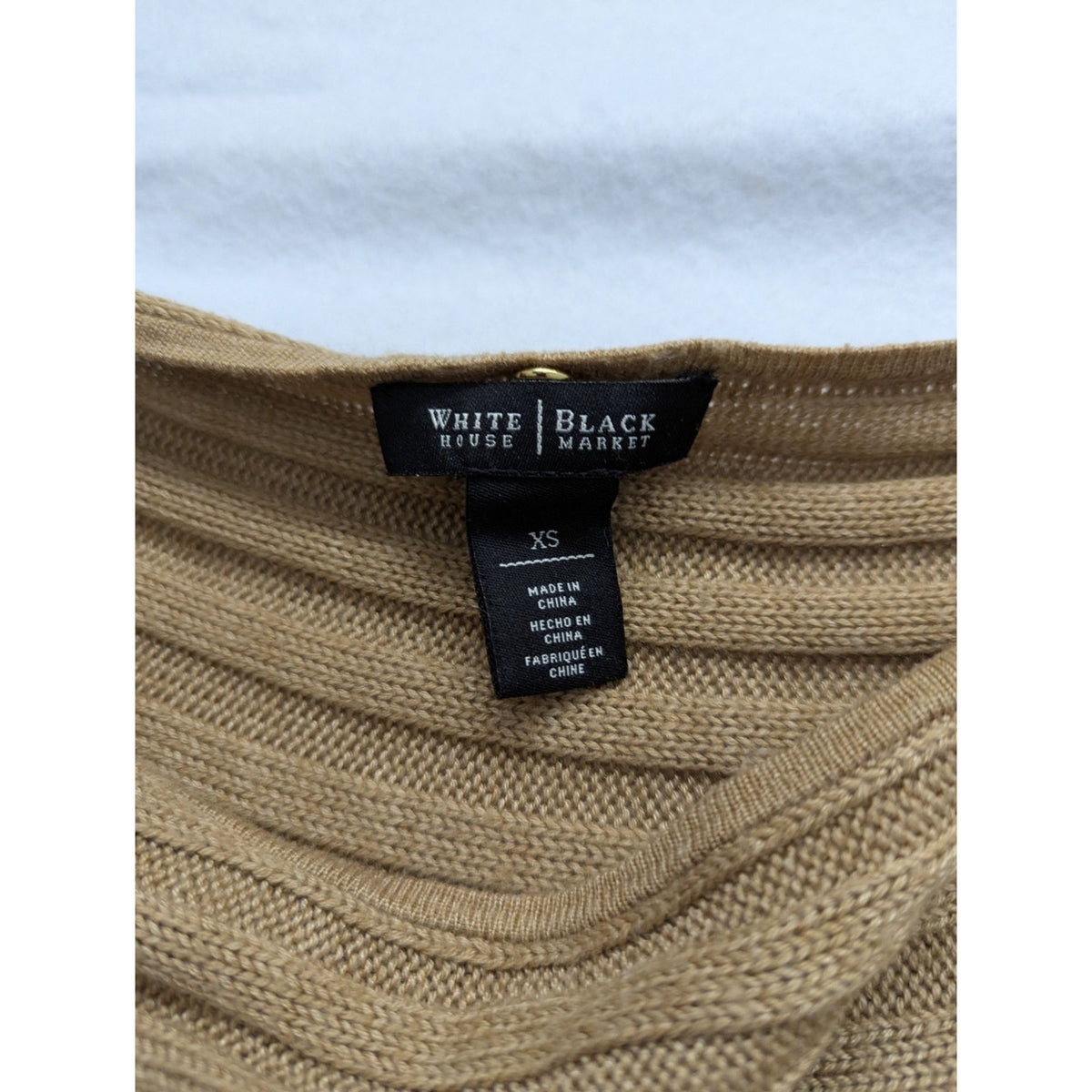 White House Black Market Tan Ribbed Knit Top XS