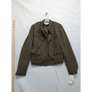 Calvin Klein Womens Brown Button-Up Cropped Blazer Jacket Size 10 Made In Korea
