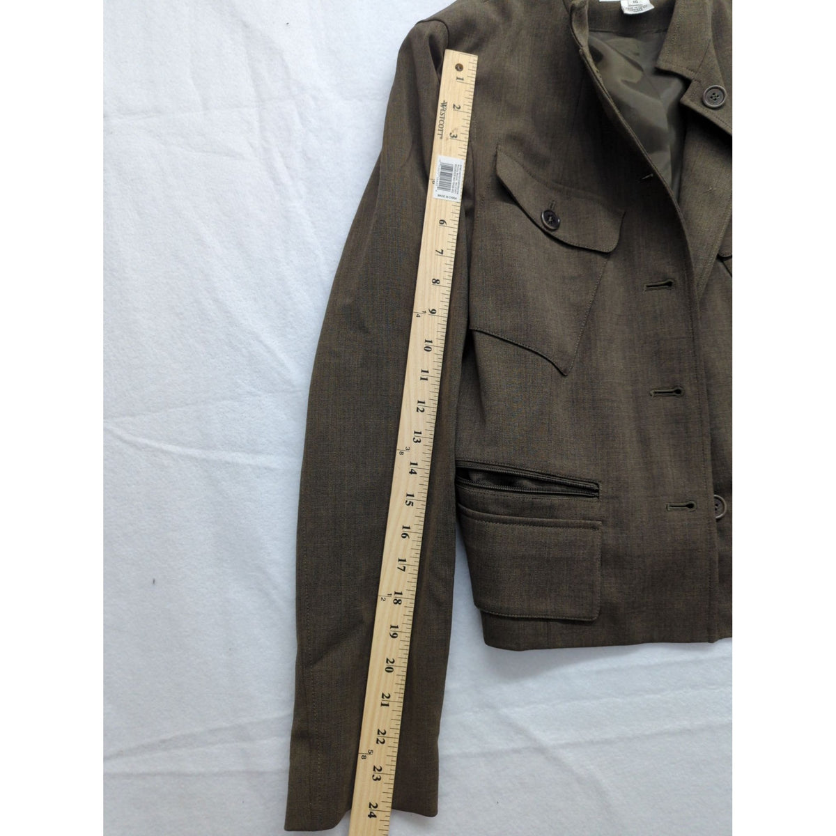 Calvin Klein Womens Brown Button-Up Cropped Blazer Jacket Size 10 Made In Korea