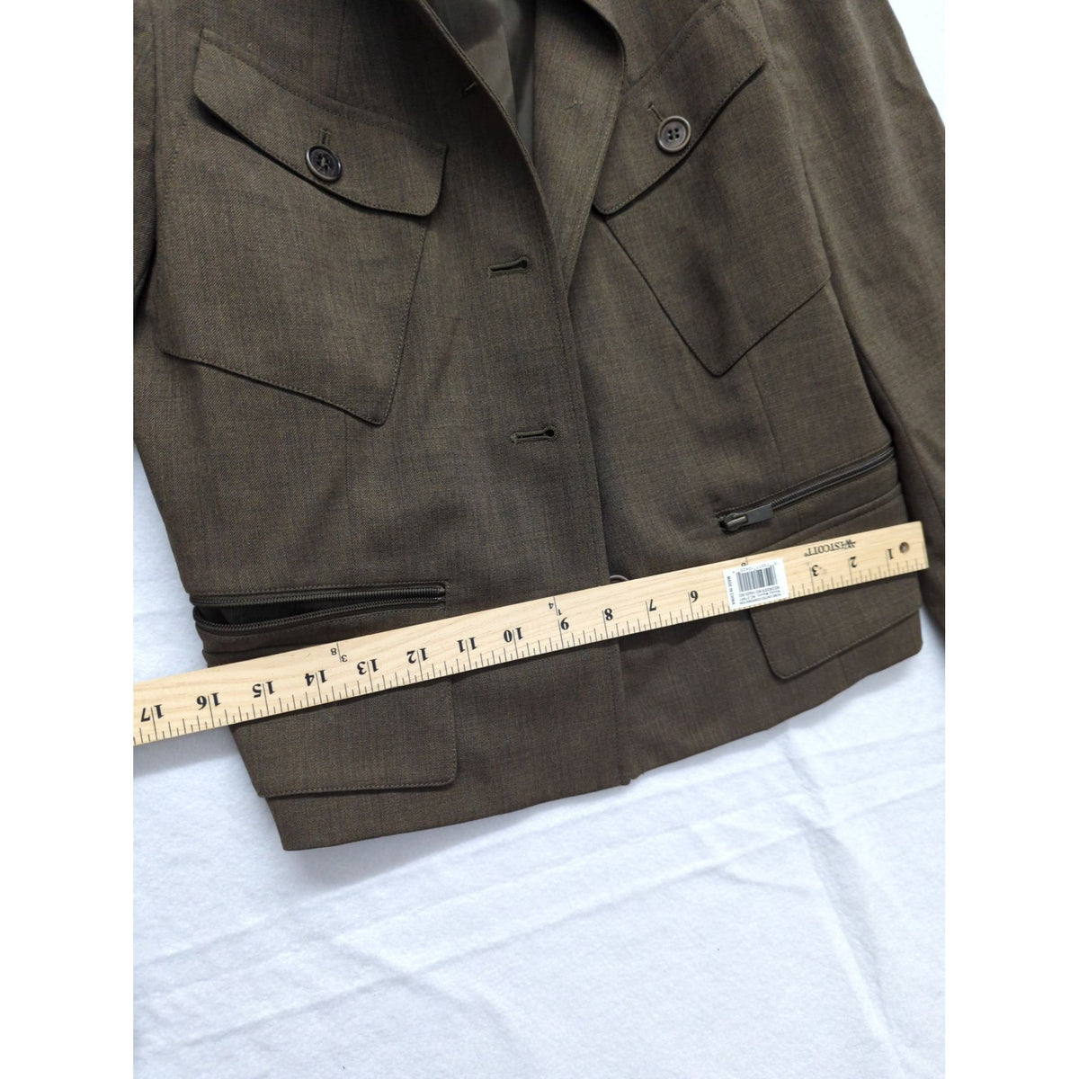 Calvin Klein Womens Brown Button-Up Cropped Blazer Jacket Size 10 Made In Korea