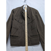 Calvin Klein Womens Brown Button-Up Cropped Blazer Jacket Size 10 Made In Korea