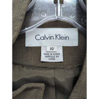 Calvin Klein Womens Brown Button-Up Cropped Blazer Jacket Size 10 Made In Korea