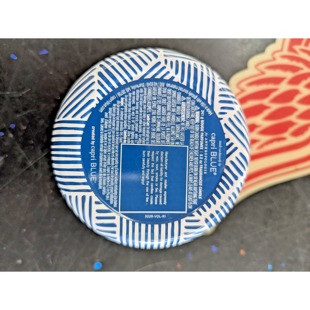 Blue & White Ceramic Candle Tin With Lid - Capri Blue Scented Candle