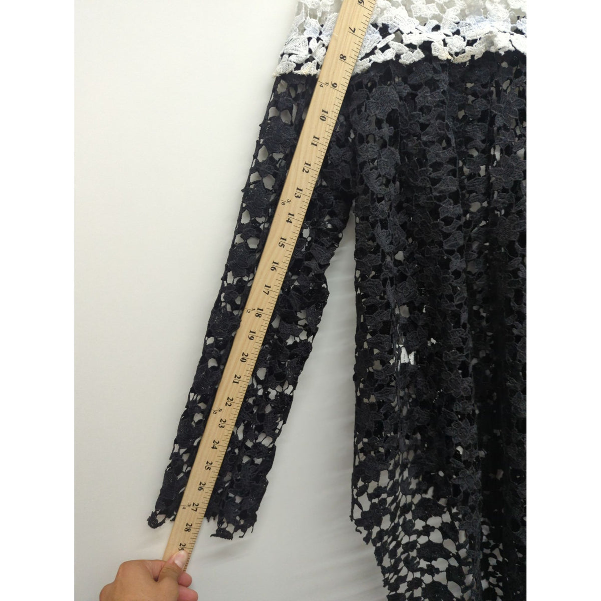 Black & White Crochet Lace Long-Sleeve Dress By Misslook - S