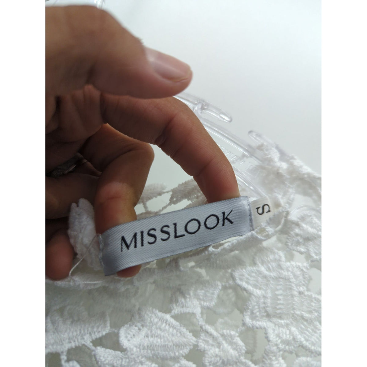 Black & White Crochet Lace Long-Sleeve Dress By Misslook - S