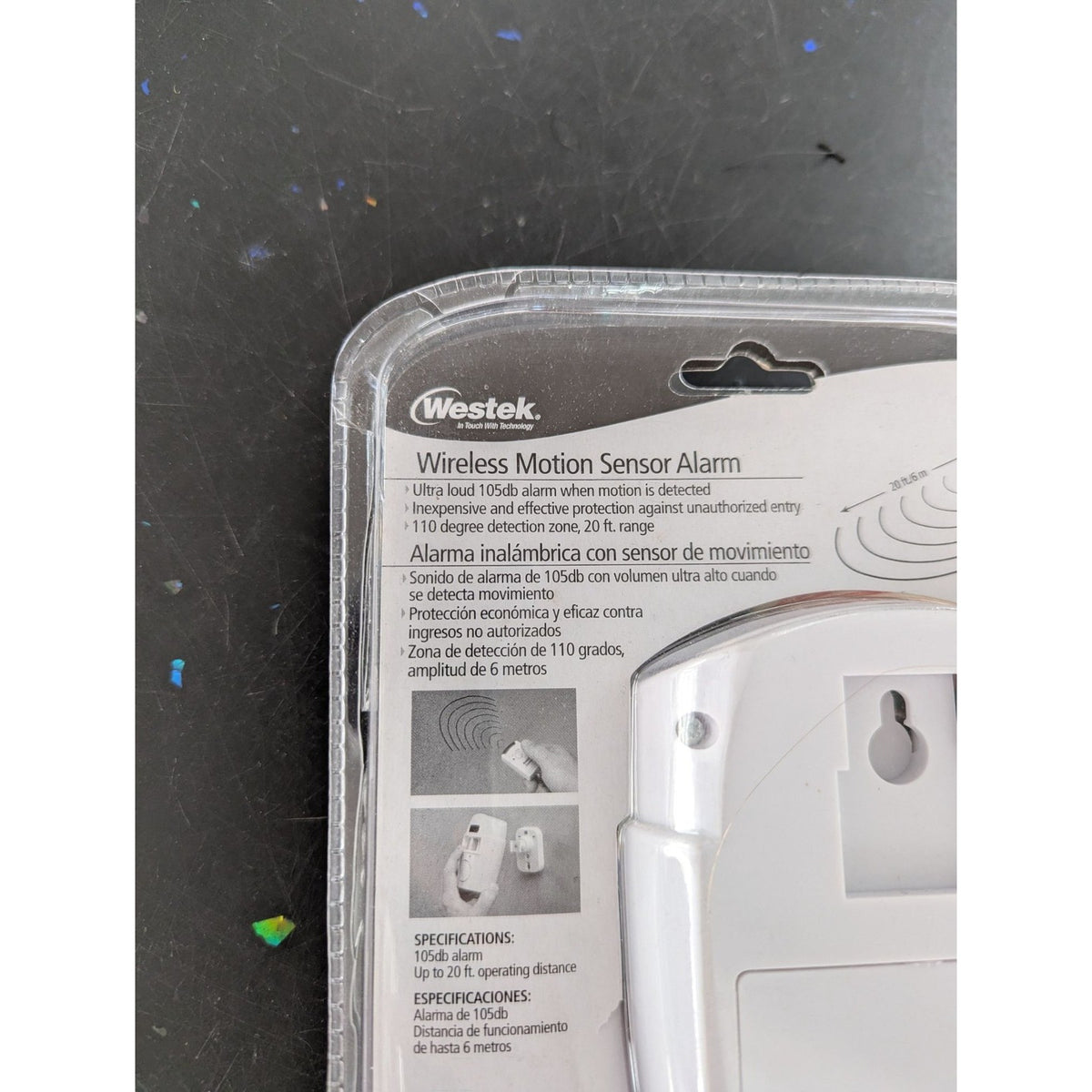 Westek Wireless Motion Sensor Alarm 105dB With 2 Remotes & Wall Mounting Bracket