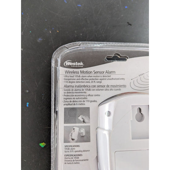Westek Wireless Motion Sensor Alarm 105dB With 2 Remotes & Wall Mounting Bracket