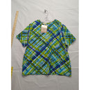 Kathie Lee Collection Womens Multi-Color Plaid Short Sleeve Top Size XL