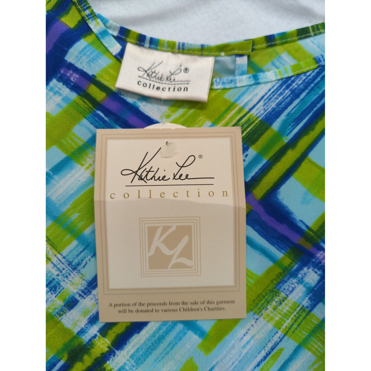 Kathie Lee Collection Womens Multi-Color Plaid Short Sleeve Top Size XL