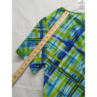 Kathie Lee Collection Womens Multi-Color Plaid Short Sleeve Top Size XL