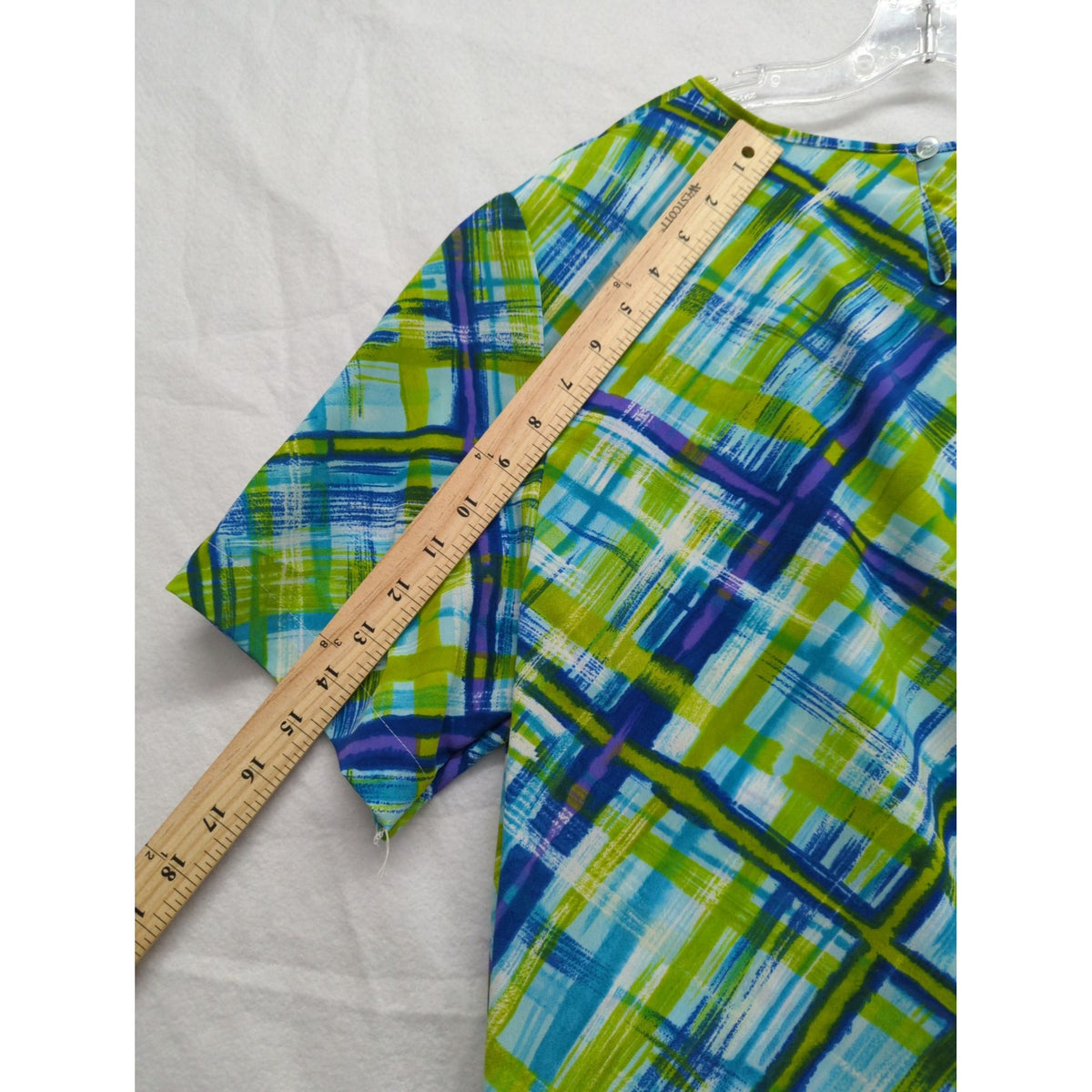 Kathie Lee Collection Womens Multi-Color Plaid Short Sleeve Top Size XL