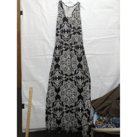 Popana Black & White Mandala Print Sleeveless Maxi Dress Size M Made In USA