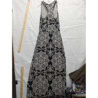 Popana Black & White Mandala Print Sleeveless Maxi Dress Size M Made In USA
