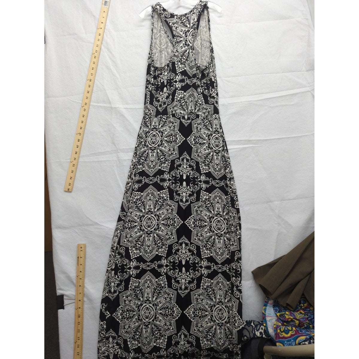 Popana Black & White Mandala Print Sleeveless Maxi Dress Size M Made In USA