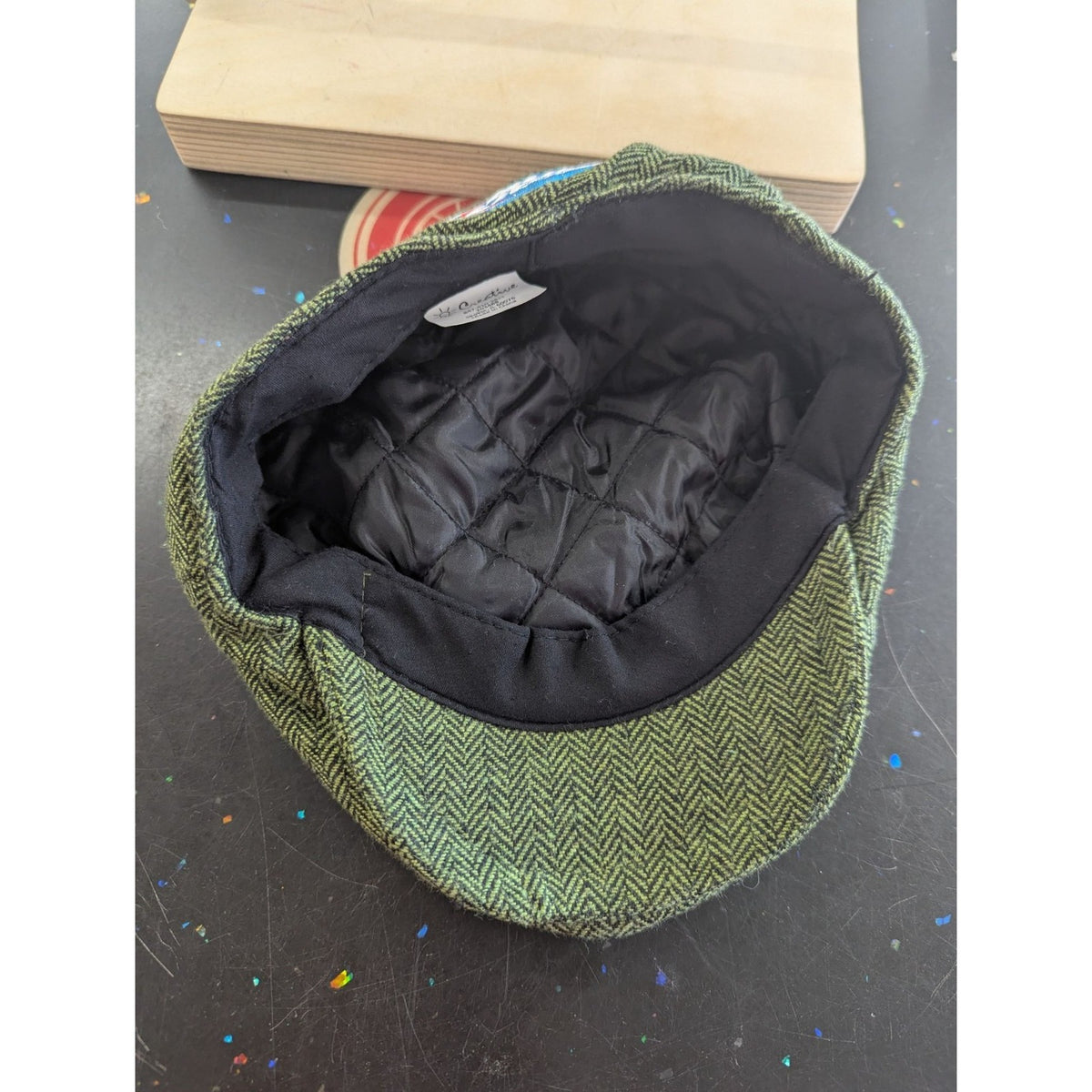Bud Light Green Herringbone Quilted Lined Flat Cap Hat