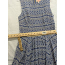 Plenty By Tracy Reese Blue & White Sleeveless Dress With Embroidered Chevron Pattern & Crochet Belt Size 4