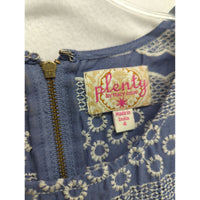 Plenty By Tracy Reese Blue & White Sleeveless Dress With Embroidered Chevron Pattern & Crochet Belt Size 4