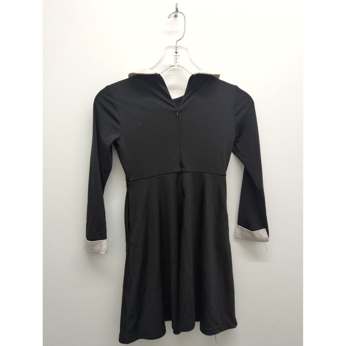Black Long-Sleeve Peter Pan Collar Dress By Gorya - Womens M - Elegant & Comfortable