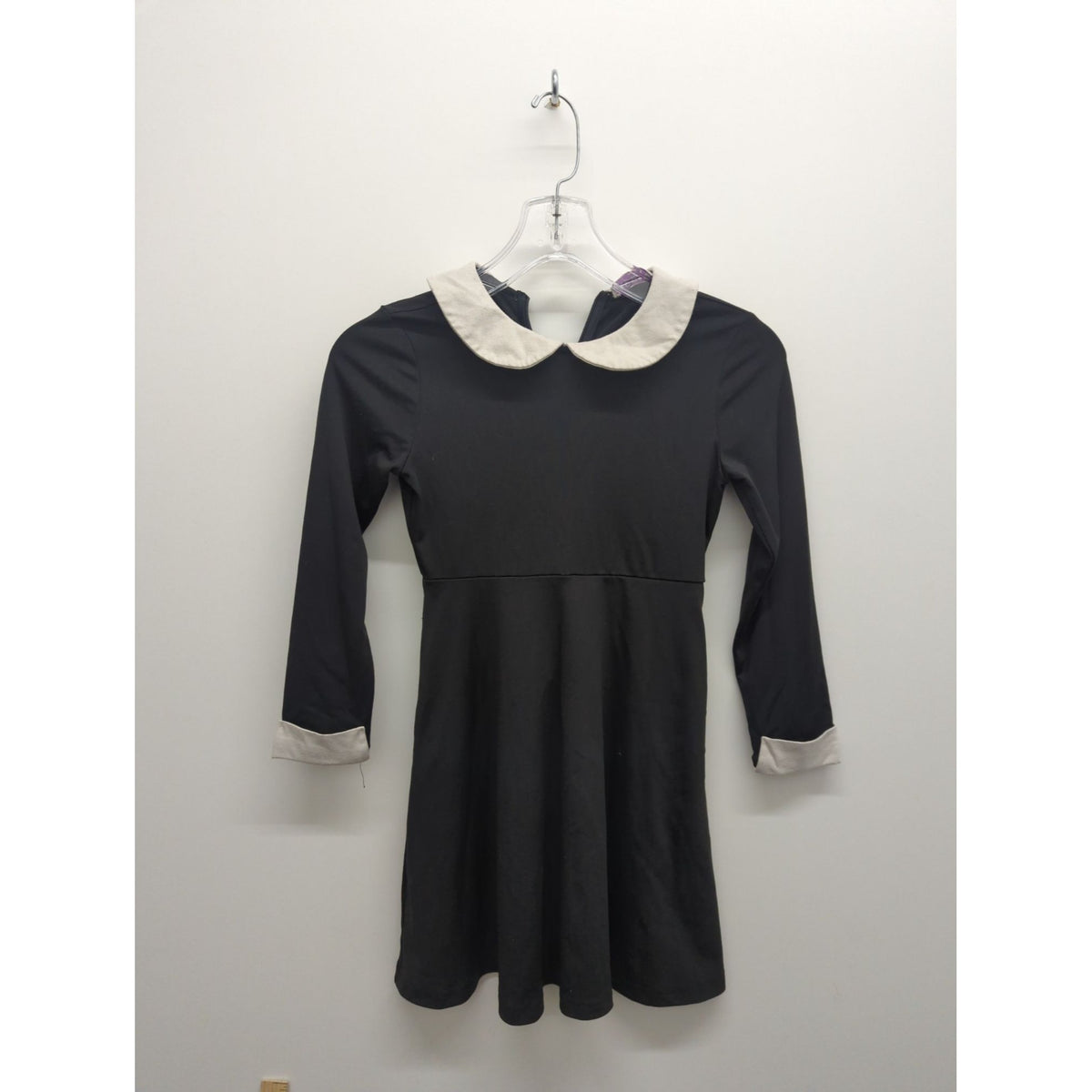 Black Long-Sleeve Peter Pan Collar Dress By Gorya - Womens M - Elegant & Comfortable
