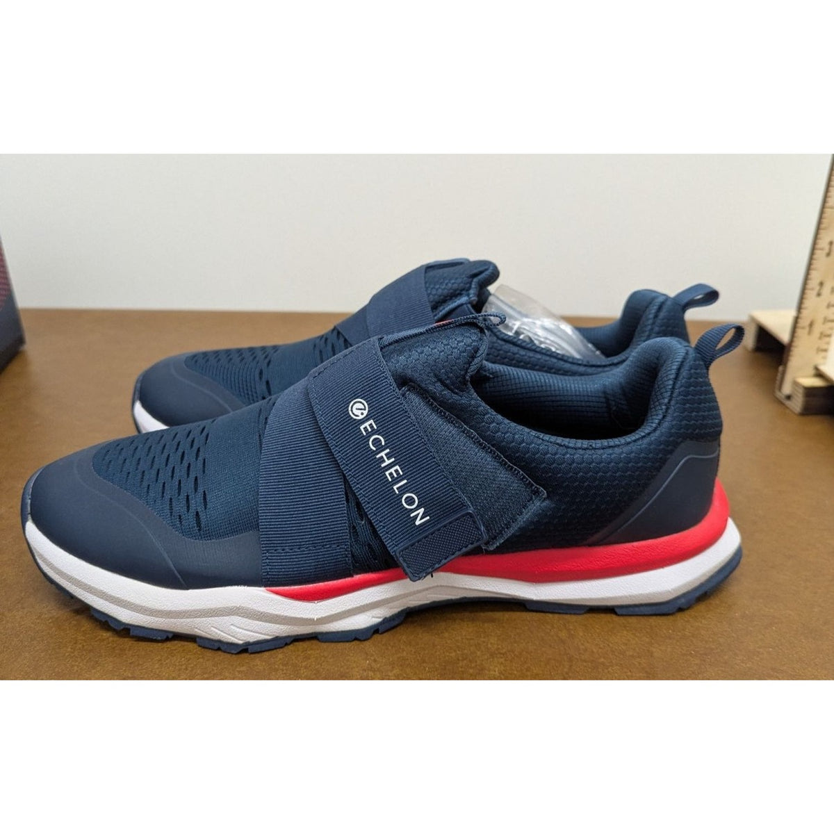 Echelon Mens Navy/Red/White Bike Shoes Size 12 Strap Design