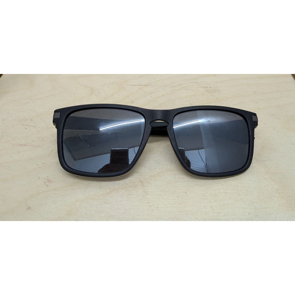 Polaroid Black Rectangular Polarized Sunglasses With Textured Frame