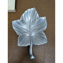 Leaf-Shaped Aluminum Decorative Tray Hammered Back 11" Length Elegant Silver Accent For Home Or Office